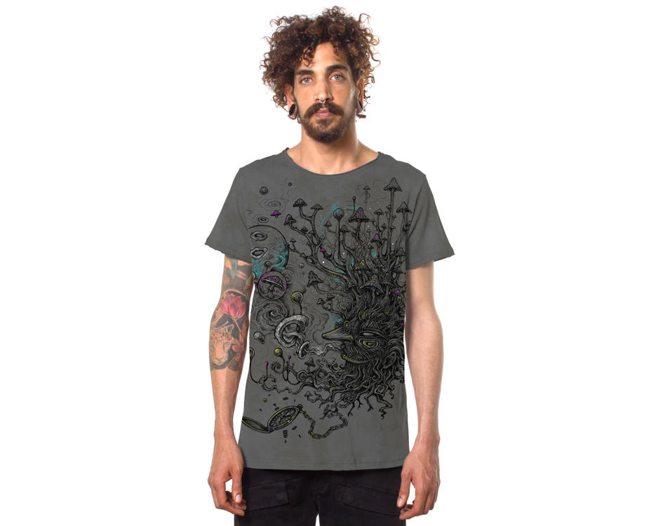 men psychedelic dark grey t-shirt